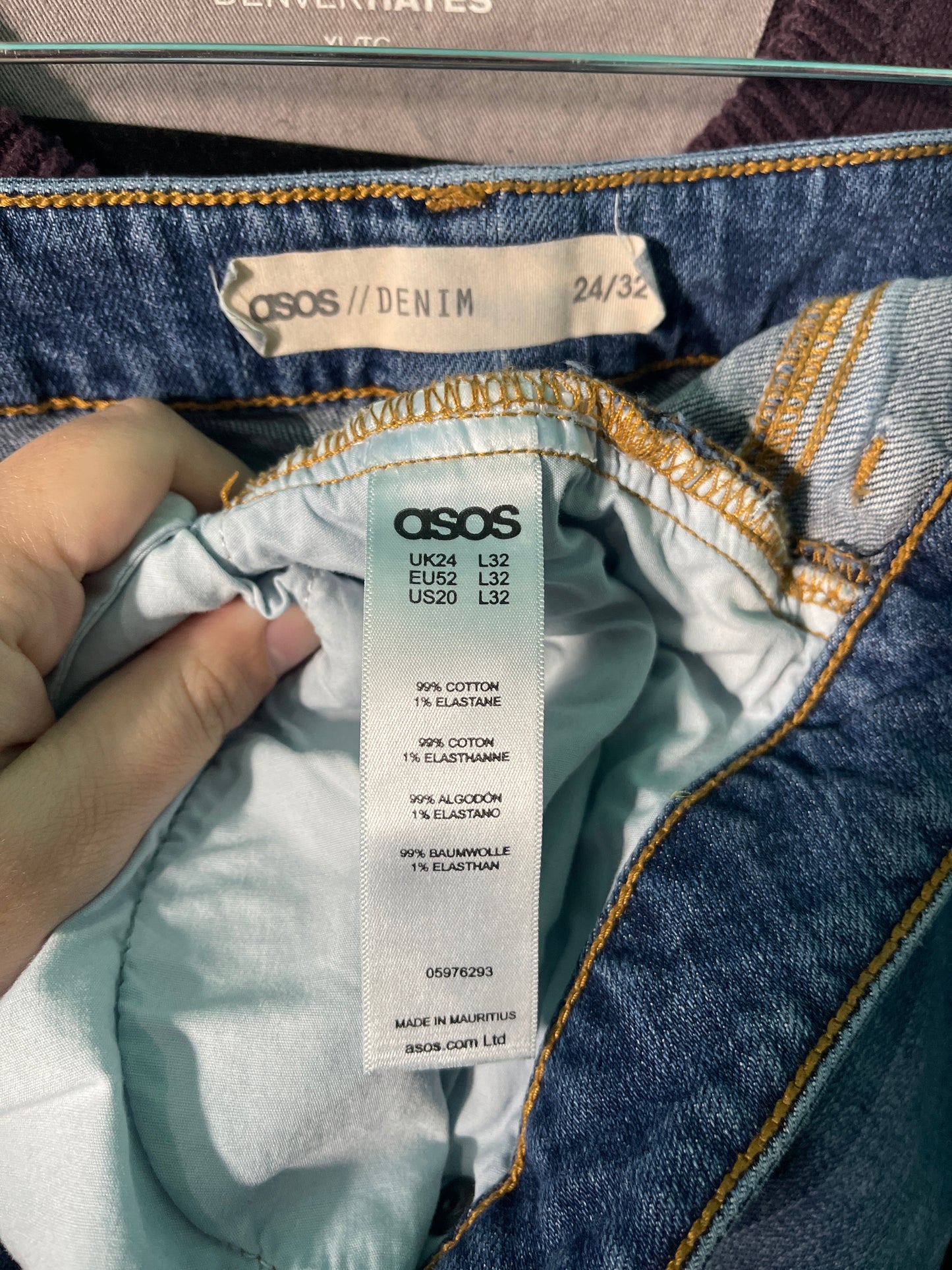 Dark Blue Distressed Hem Jeans