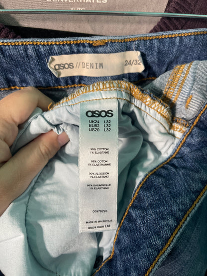 Dark Blue Distressed Hem Jeans