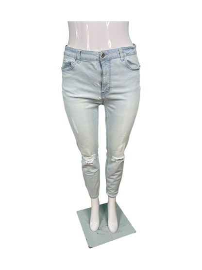 Bleached Blue Distressed Knee Skinny Jeans