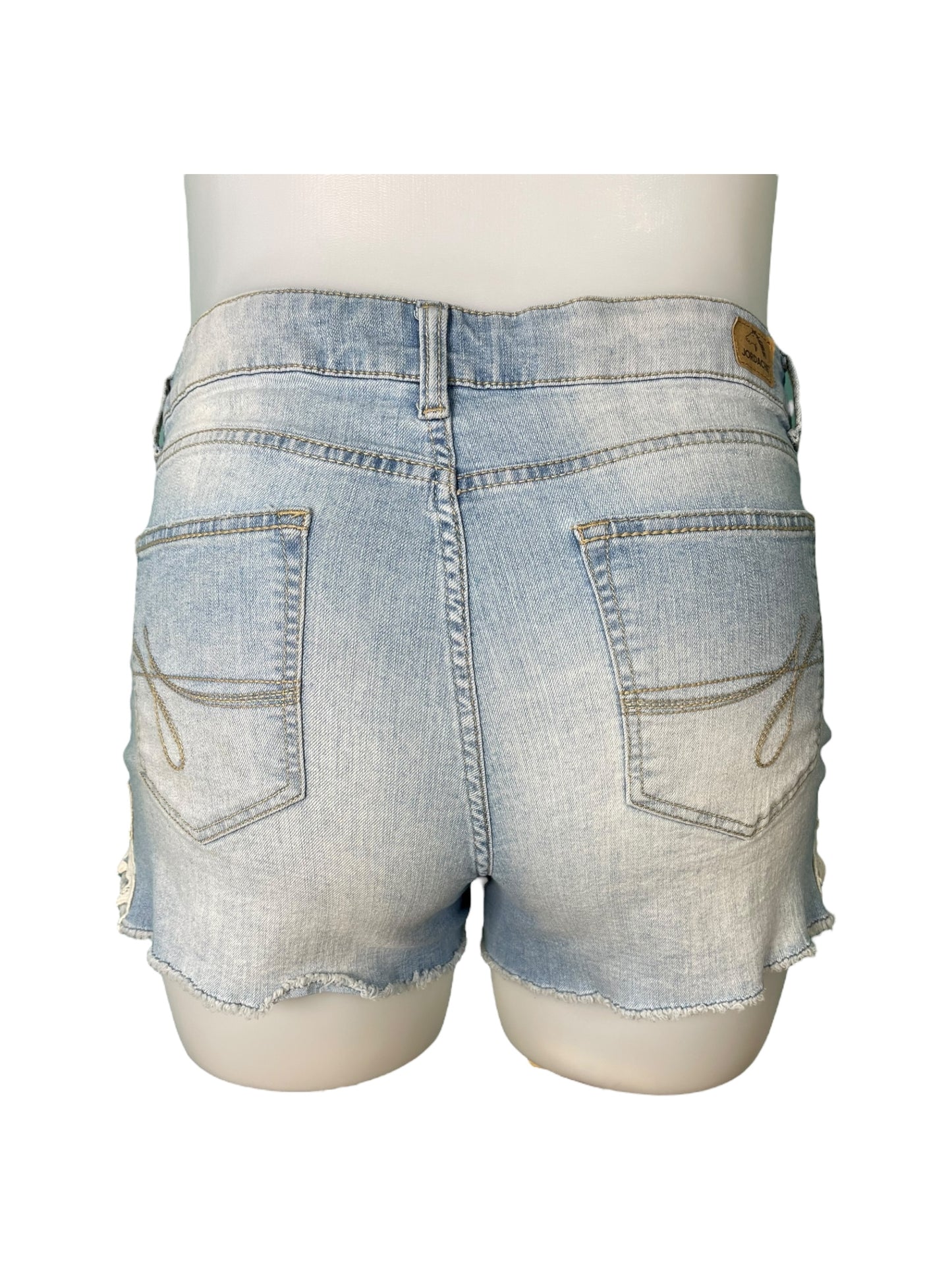 Light Blue Lace Side Detailing Jean Shorts (18)