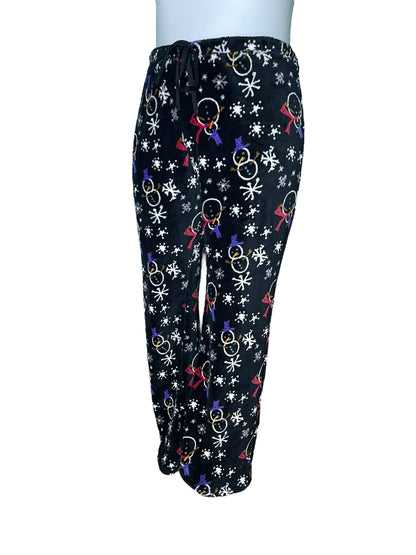 Black Snowman Patterned Cozy PJ Bottoms