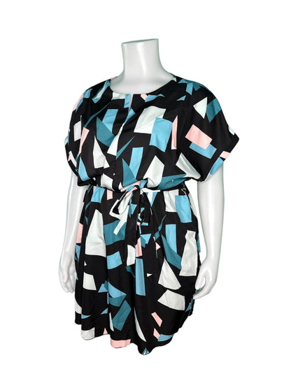 Black w\ Blue, white Patterned Dress (4X)