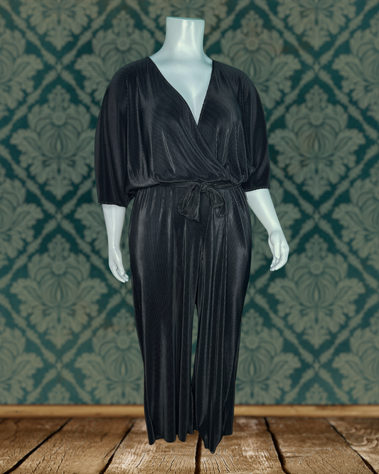 Black 3/4 Sleeved Jumpsuit