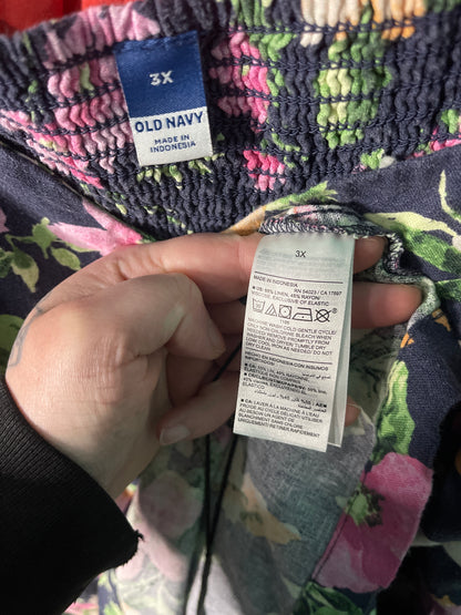 Navy Floral Sweetheart Neckline Sleeveless Maxi Dress