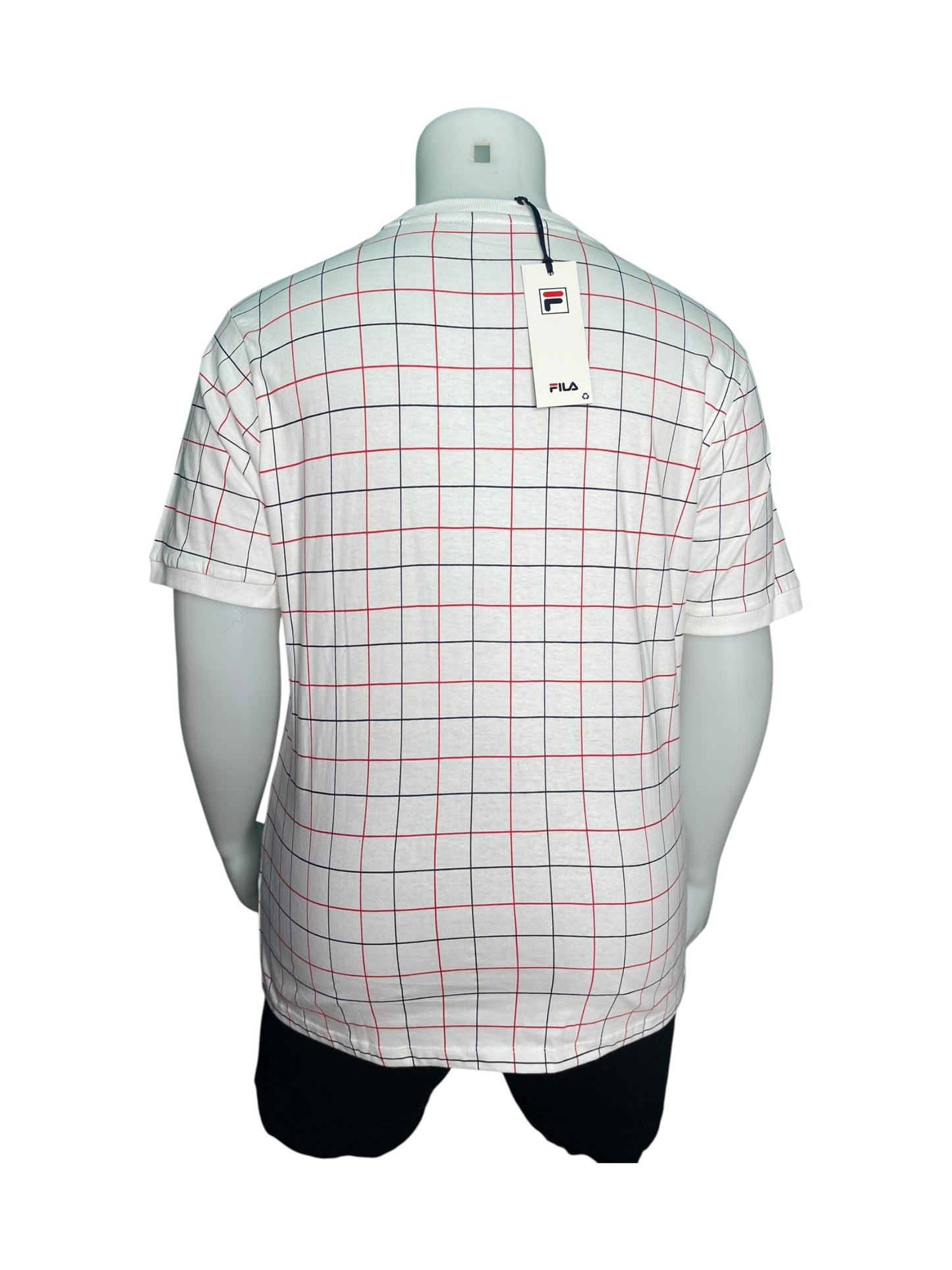 White, Navy and Red Short Sleeved T-Shirt