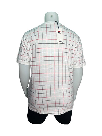 White, Navy and Red Short Sleeved T-Shirt