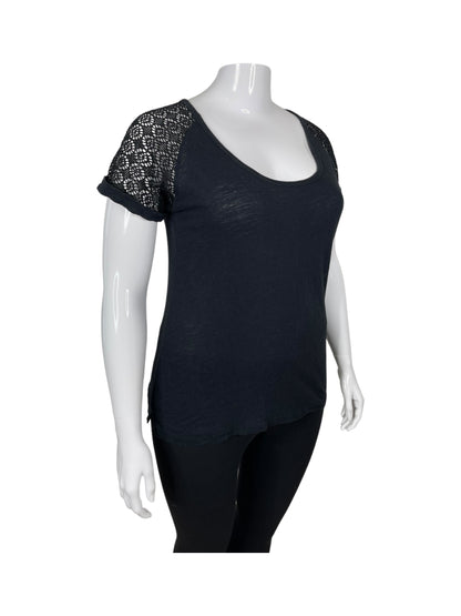 Black T-Shirt w/ Lace Details on the Sleeves