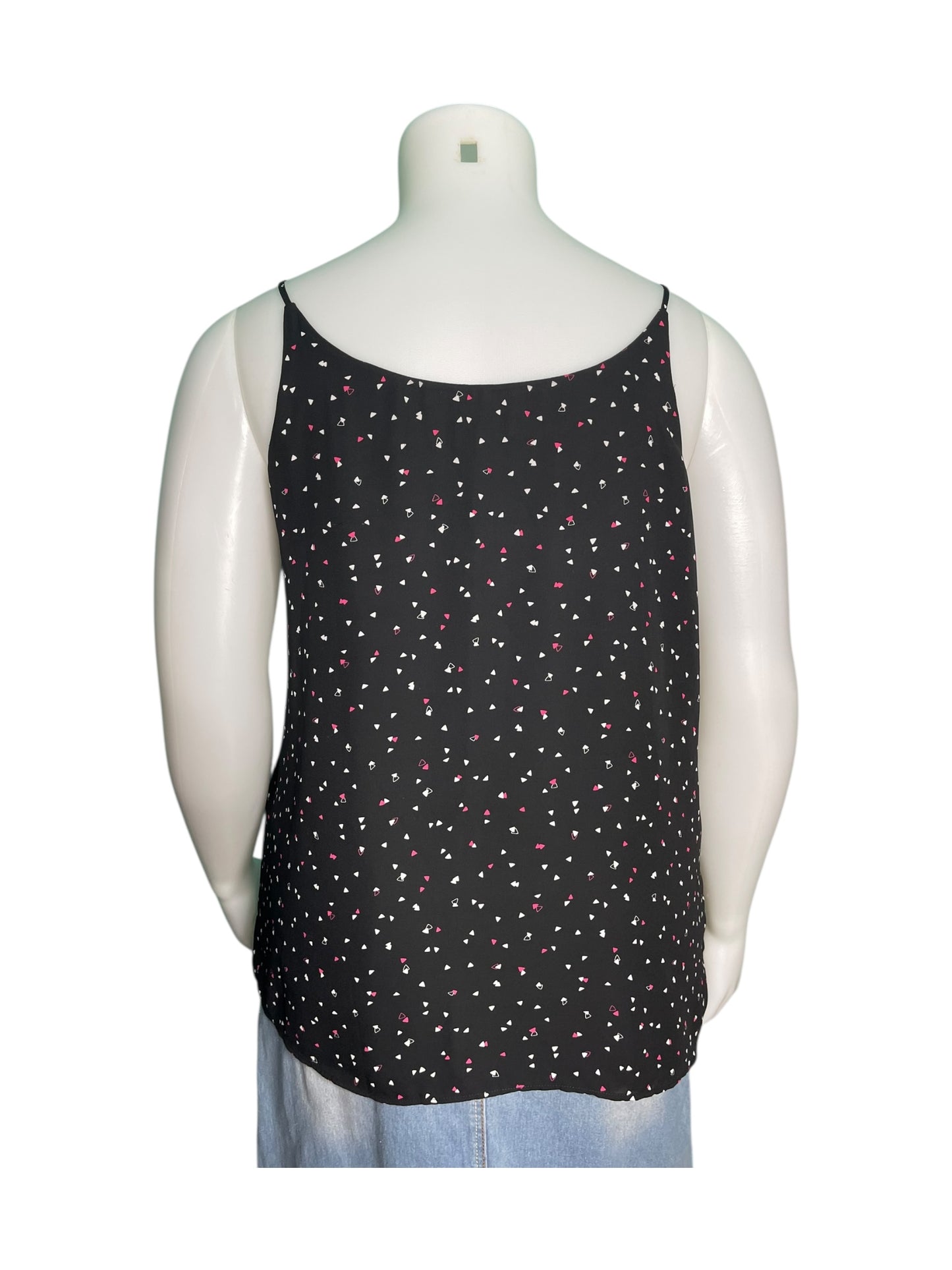 Black Patterned V-Neck Cami