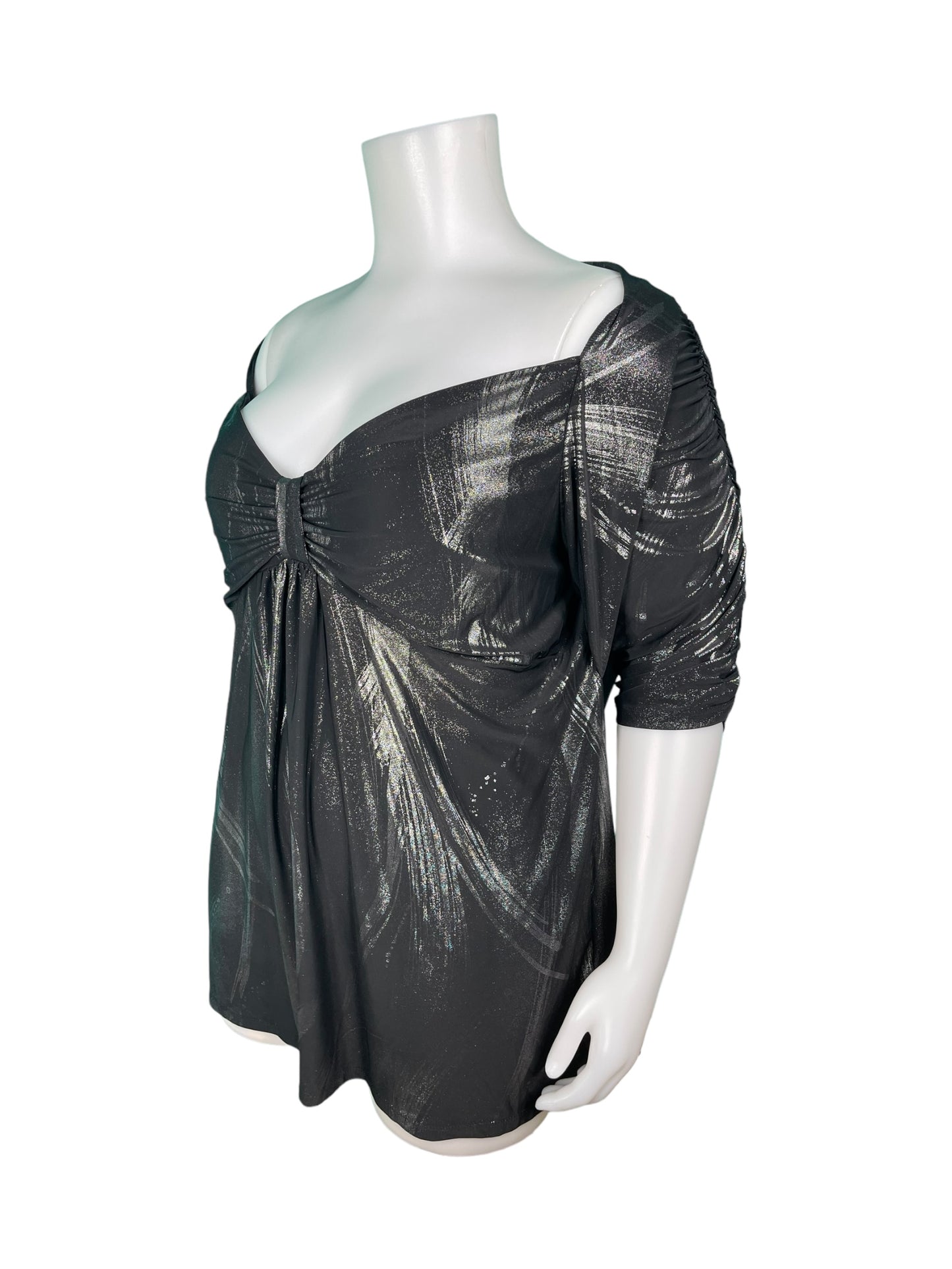 Grey Black Sweetheart Neckline Shiny Mini Dress (4X)