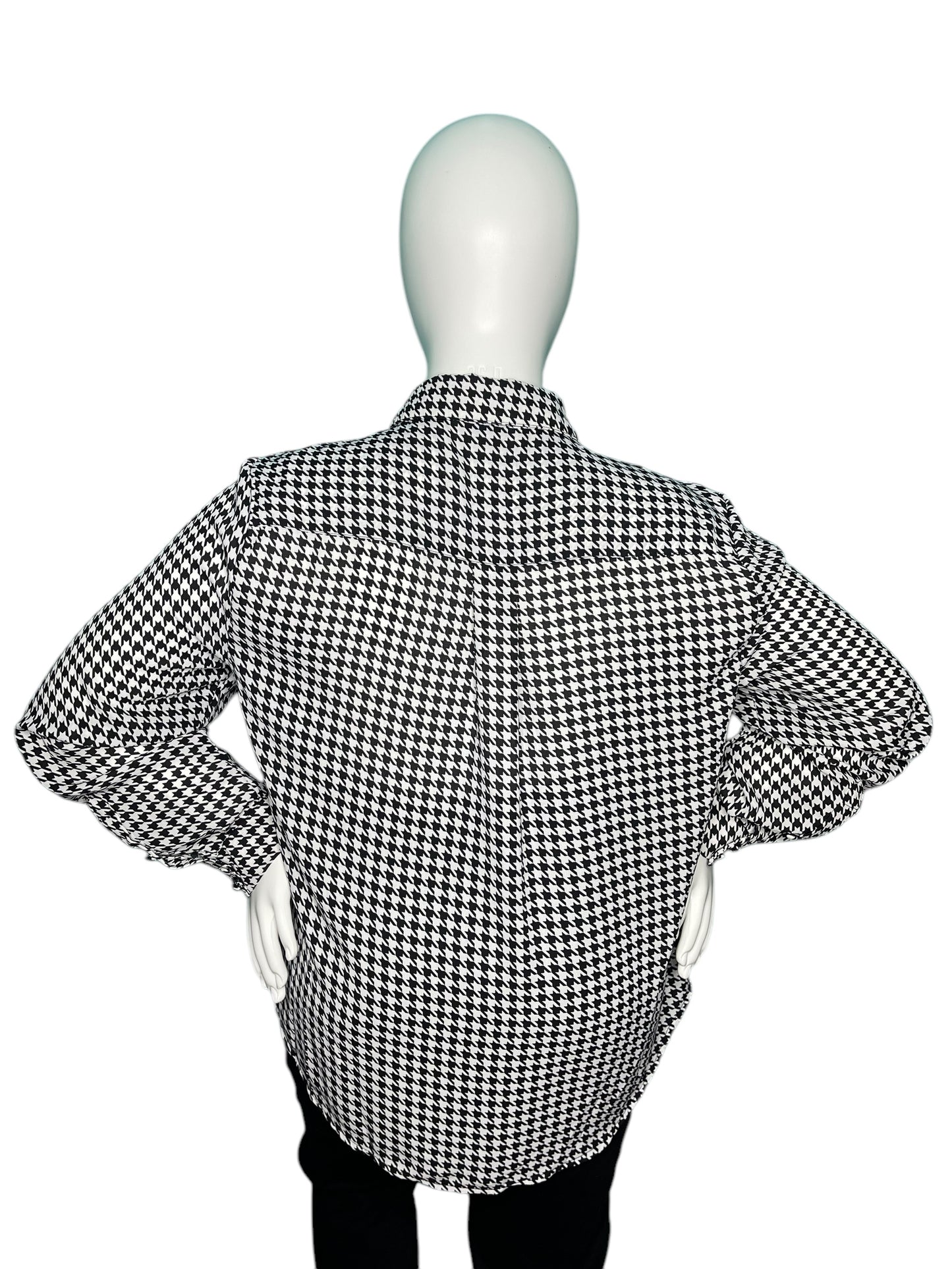 Black and White Houndstooth Button Up Blouse