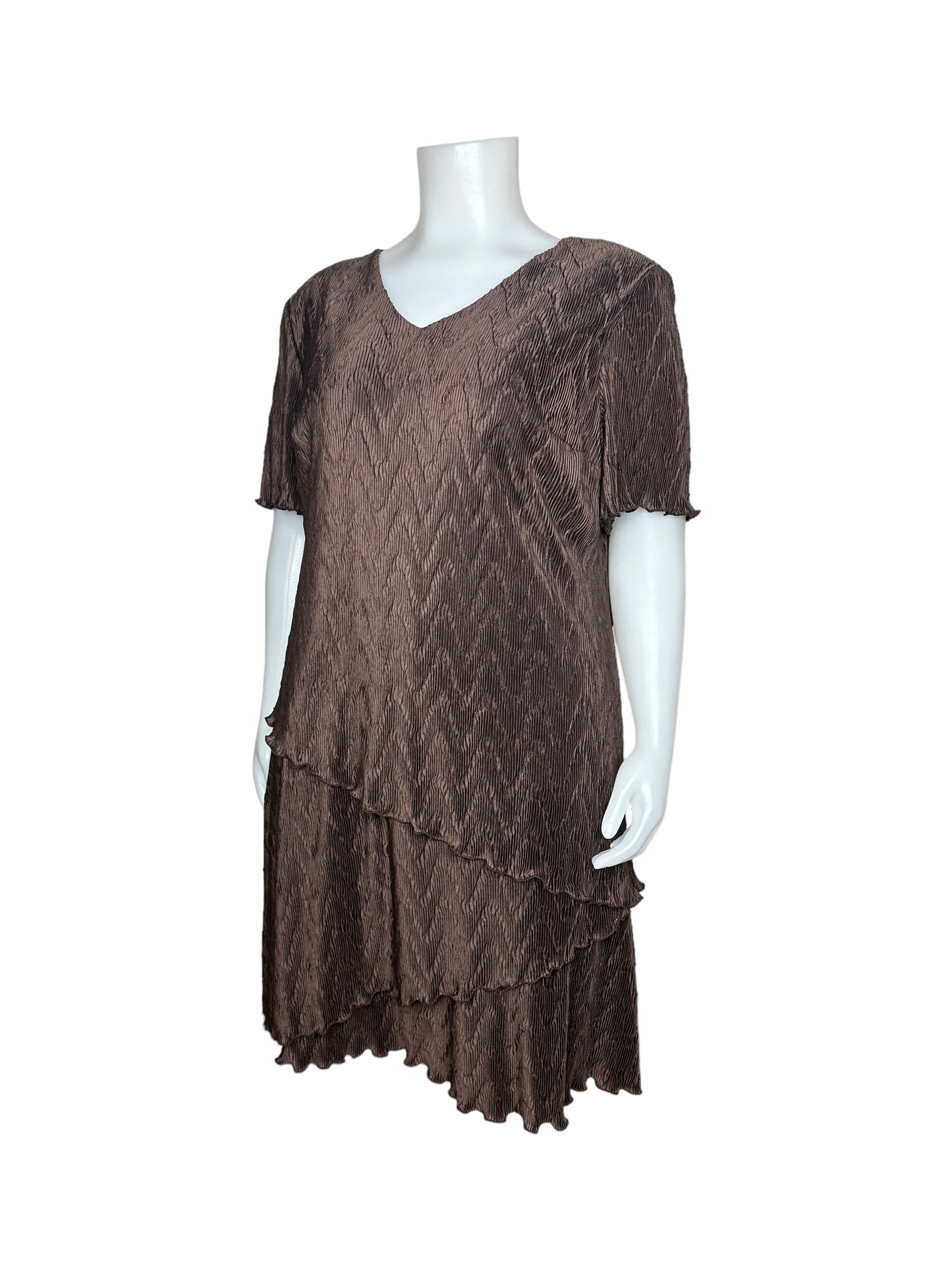 Brown Vintage Ruffled Layered Dress