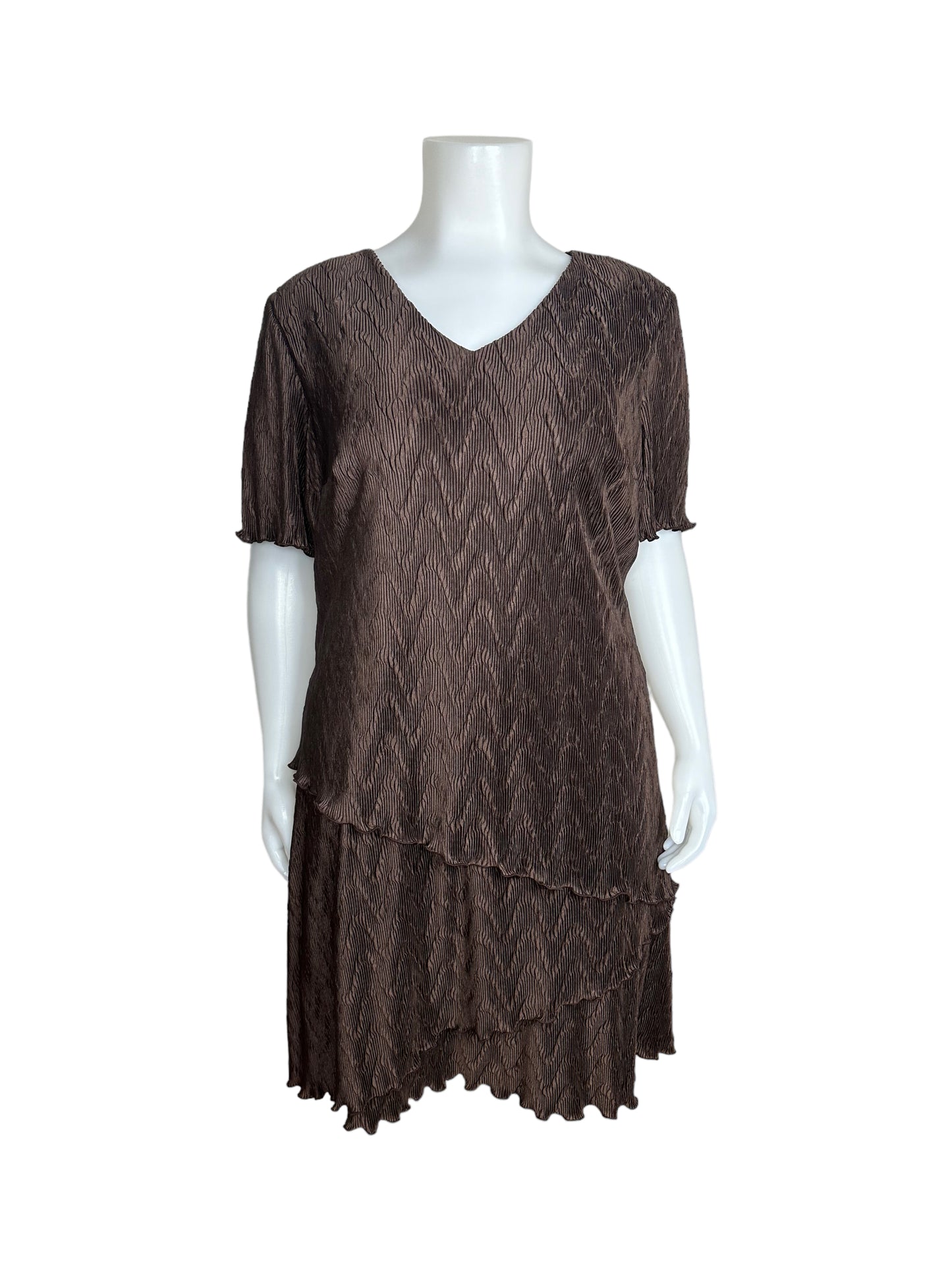 Brown Vintage Ruffled Layered Dress