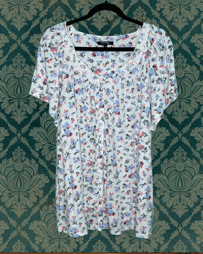 White w/ Baby Blue and Pink Floral PJ Set