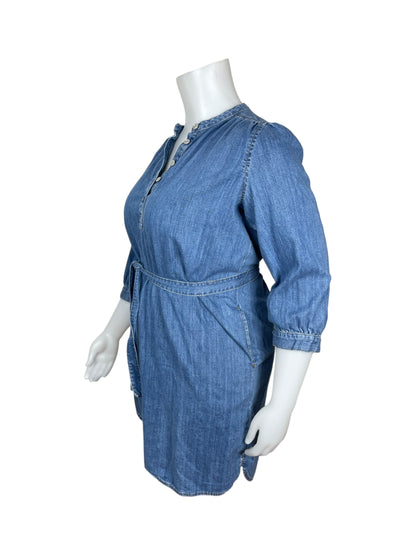 Blue Quarter Sleeve Denim Dress