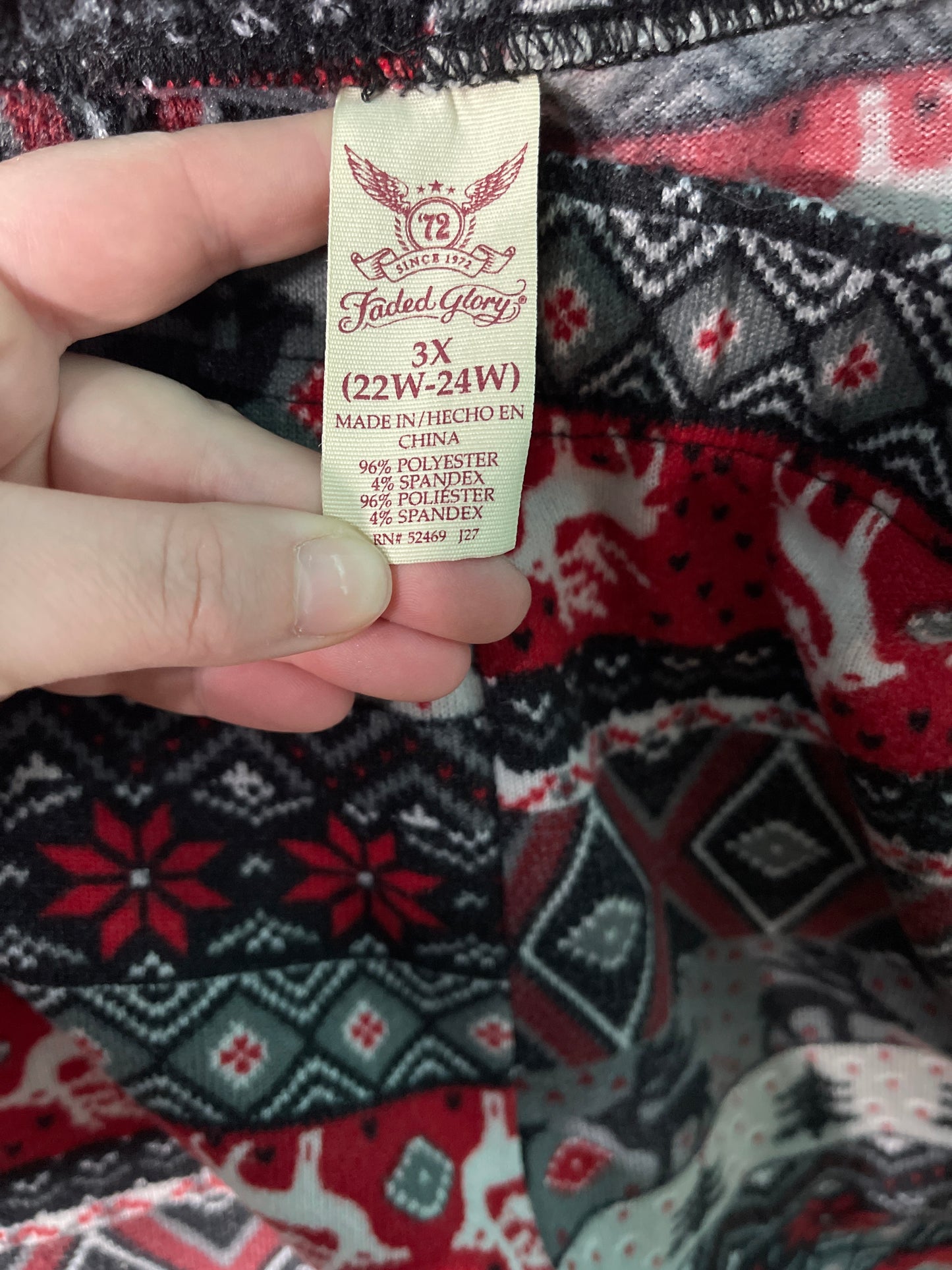 Black, Grey, White and Red Patterned Leggings