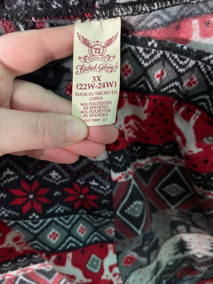 Black, Grey, White and Red Patterned Leggings