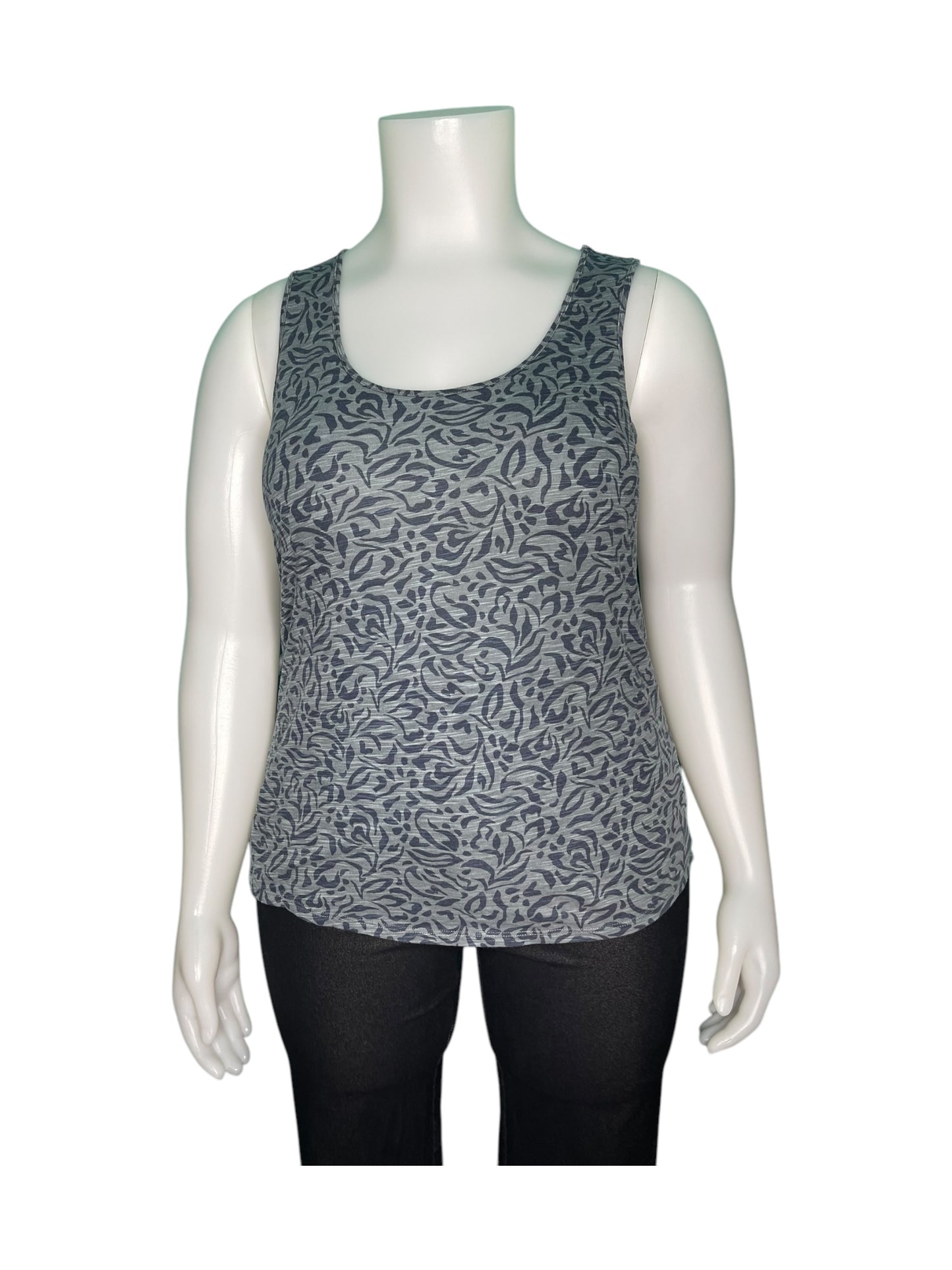 Grey Floral Patterned Tank Top