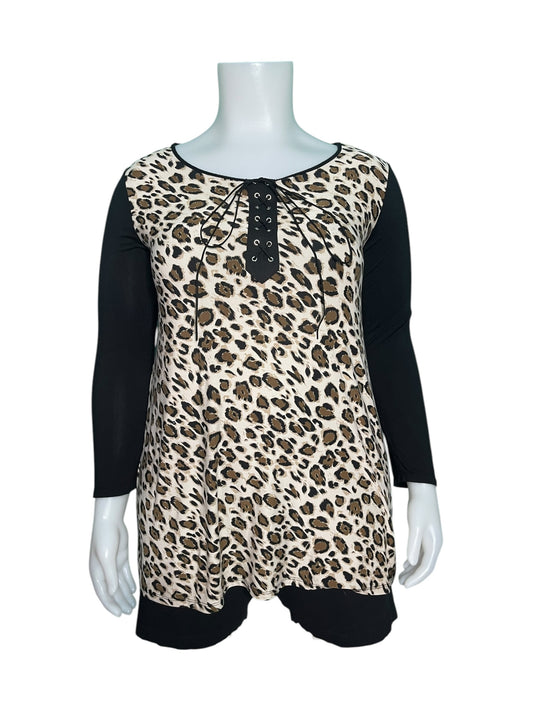 Black & Brown Cheetah Print Long Sleeved Top