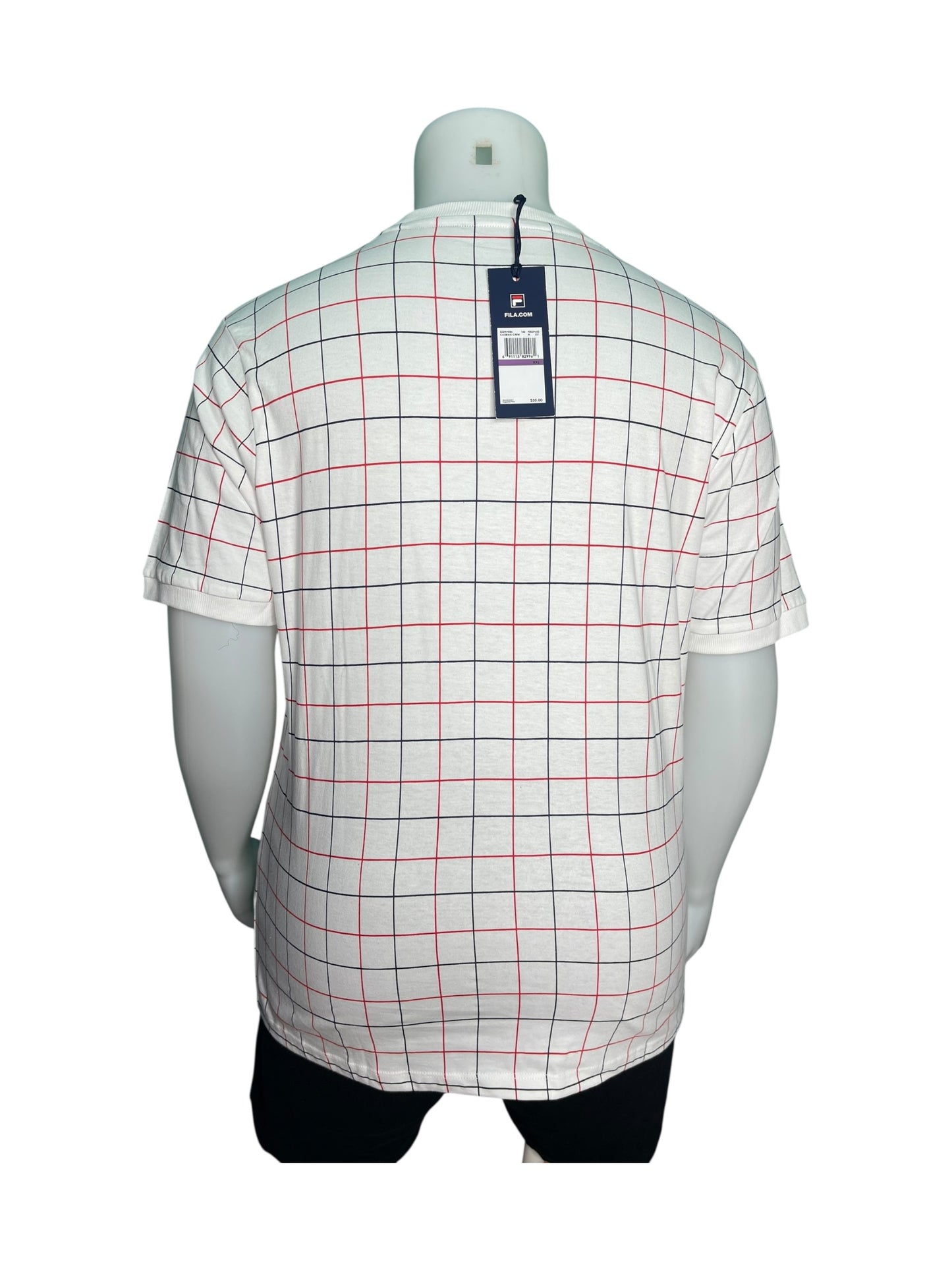 White, Navy and Red Short Sleeved T-Shirt