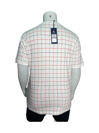 White, Navy and Red Short Sleeved T-Shirt