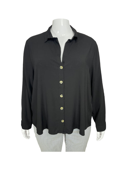 “Divided” Black Button Up Blouse (XL)