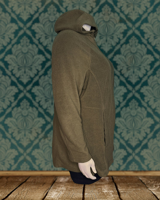 Olive Green Long Sleeved Zippered Hoodie