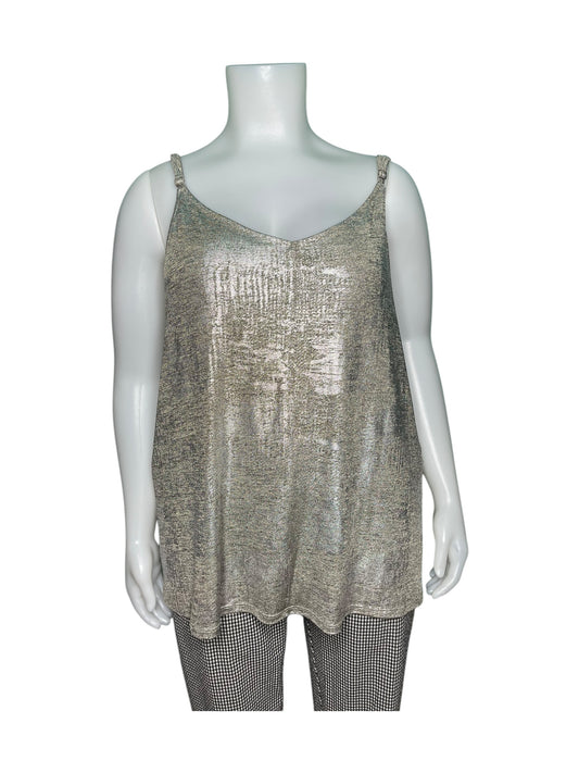 Gold Shiny Spaghetti Strap Tank Top
