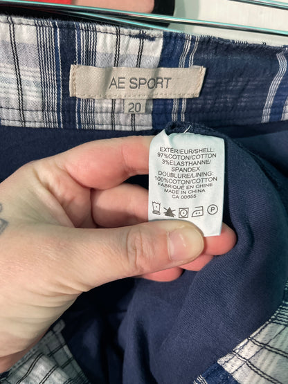 Navy & White Plaid Mini Skort