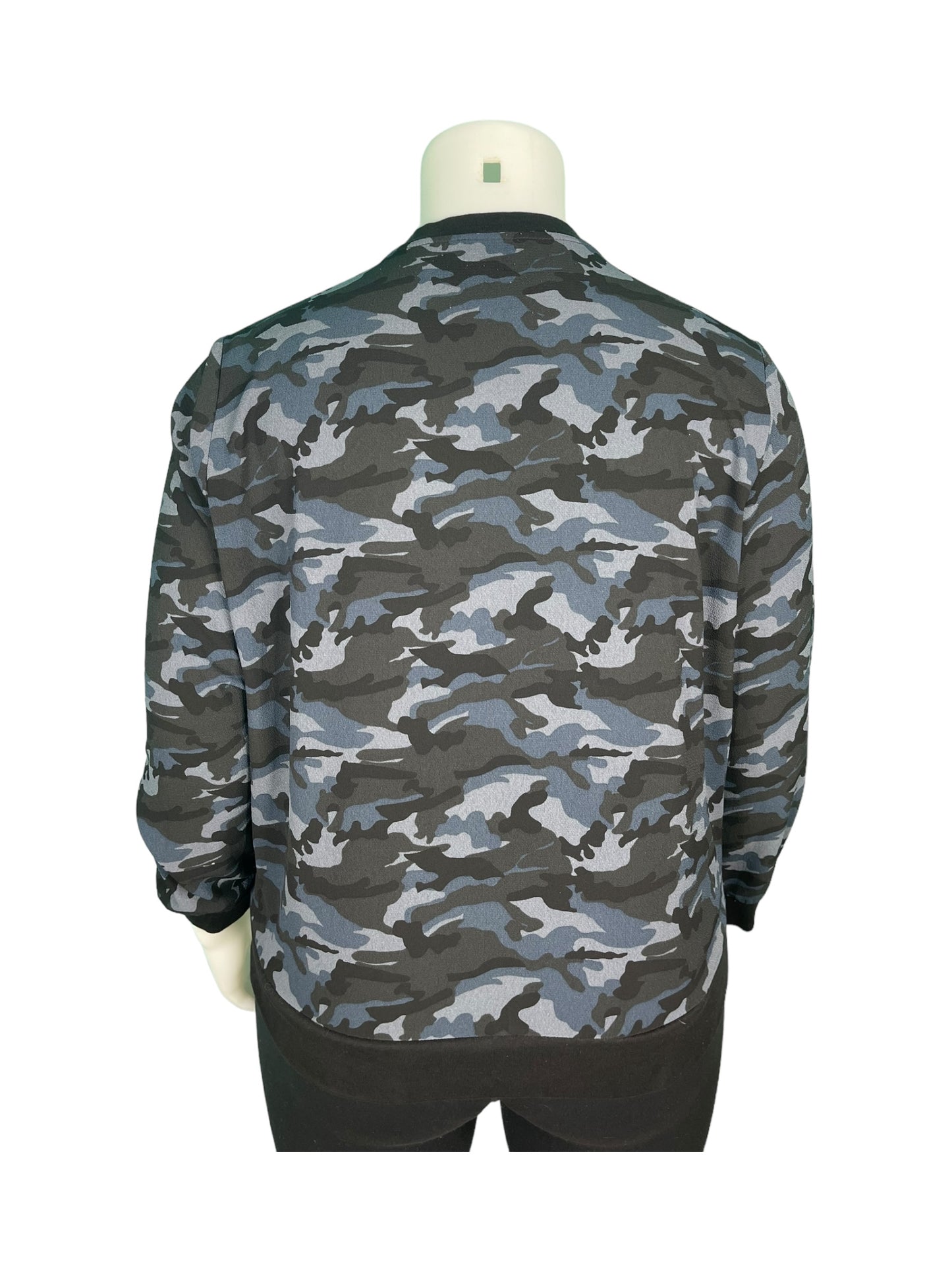 Black & Blue Camouflage Zip Up Top Bomber Jacket