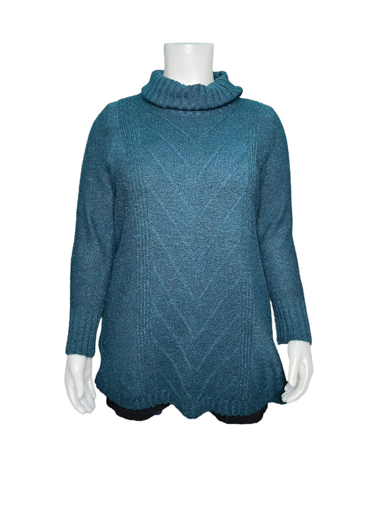 Dark Teal Long Sleeved Crewneck Knit Sweater