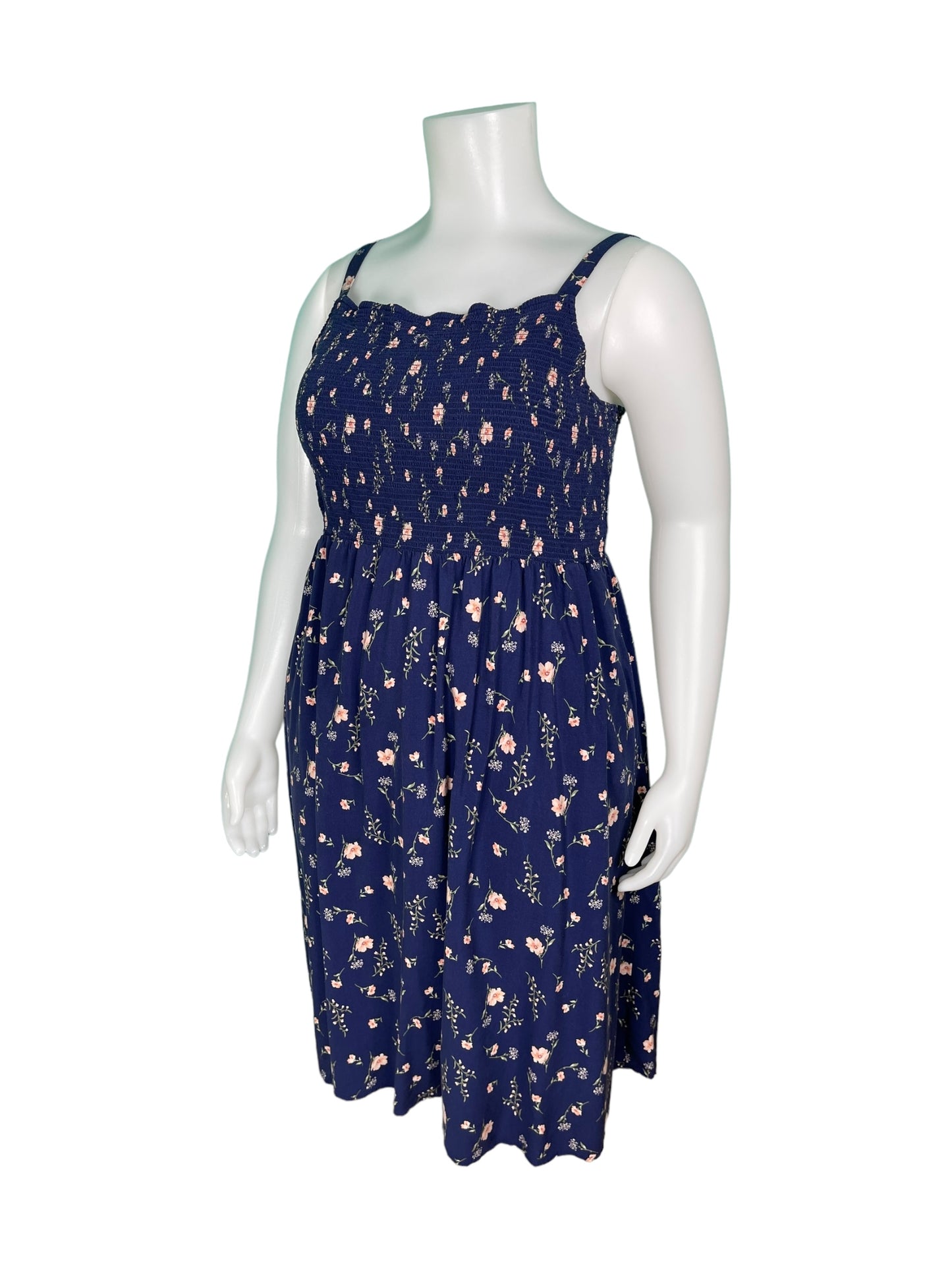 Blue Floral Sleeveless Maxi Dress (XXL)