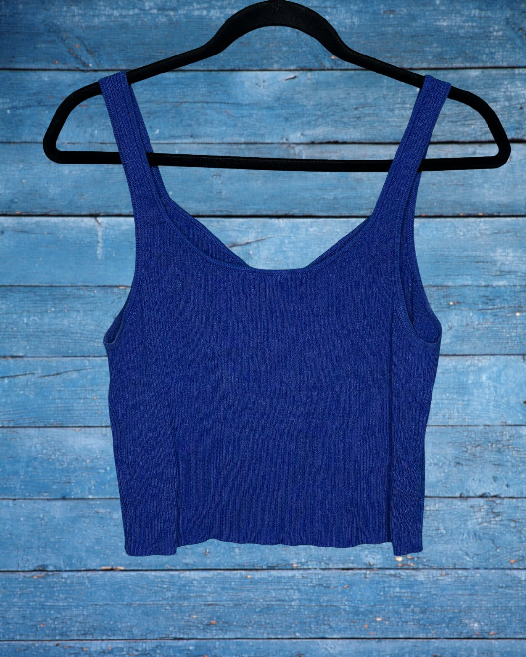 Blue Sweetheart Neckline Tank Crop Top