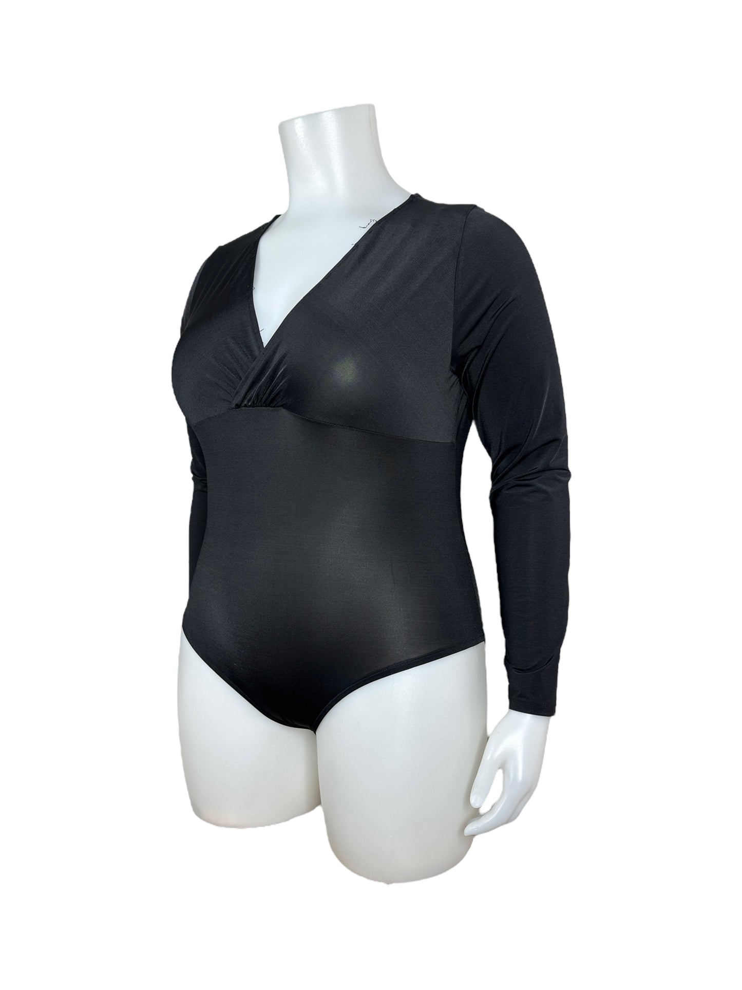 “H&M” Long Sleeve V-neck Black Bodysuit (XL)
