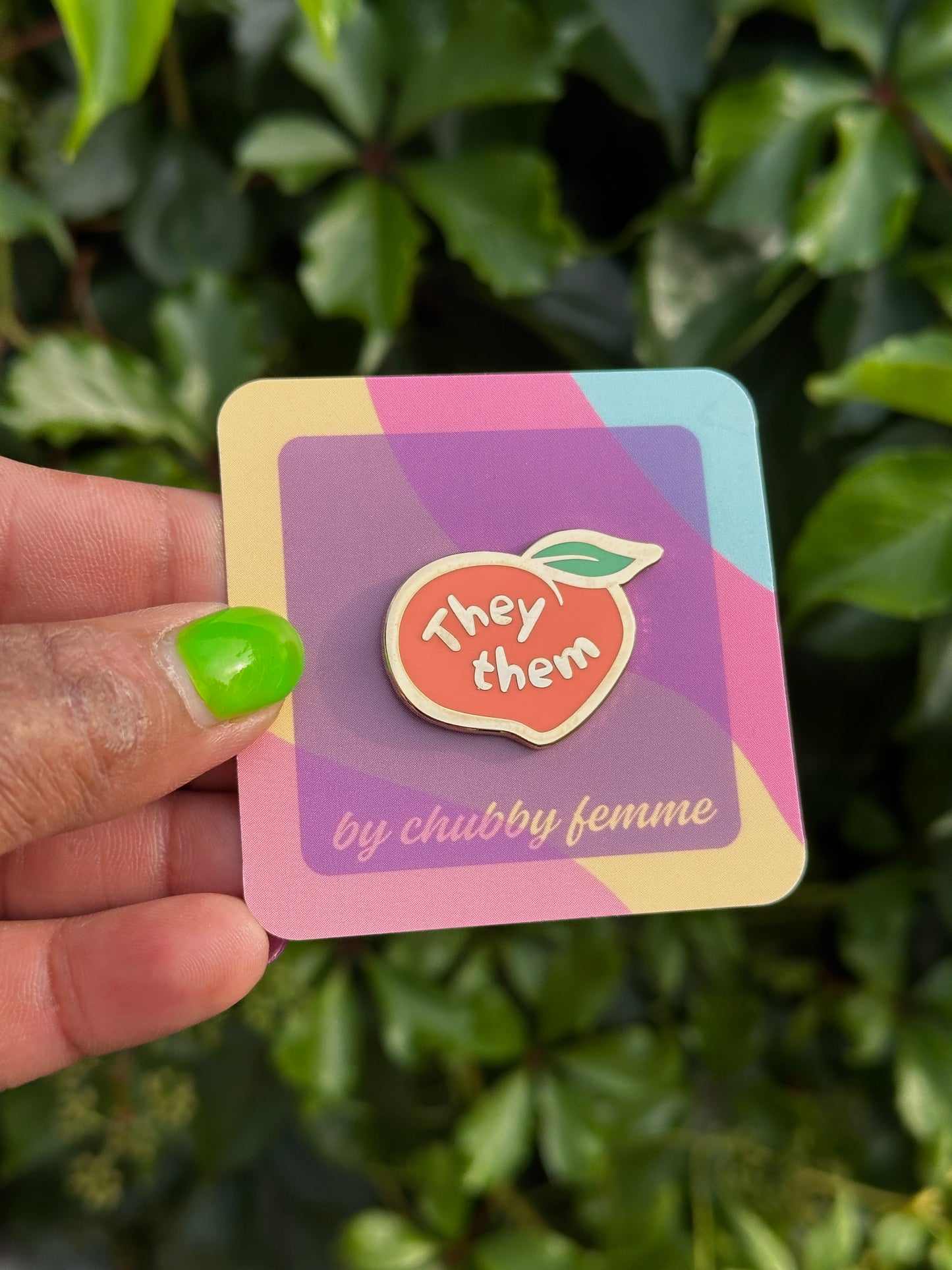 They/Them Chubby Peach Pronoun Pin