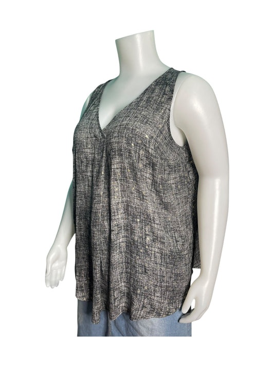 Grey V-Neck Sleeveless Blouse