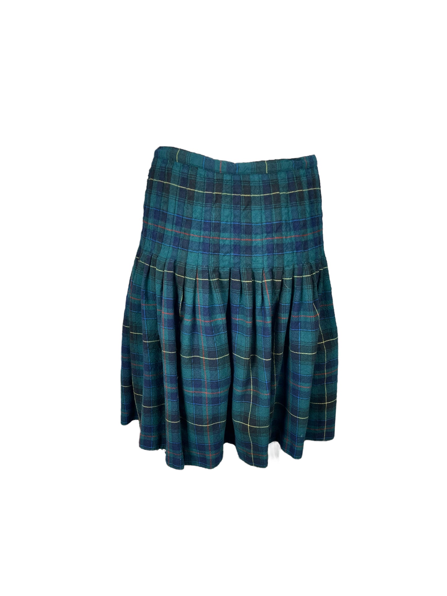 “Yves Venet” Green Plaid Skirt