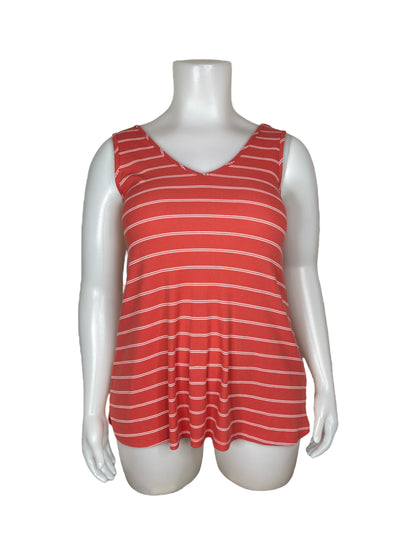 Coral and White Striped Tank Top