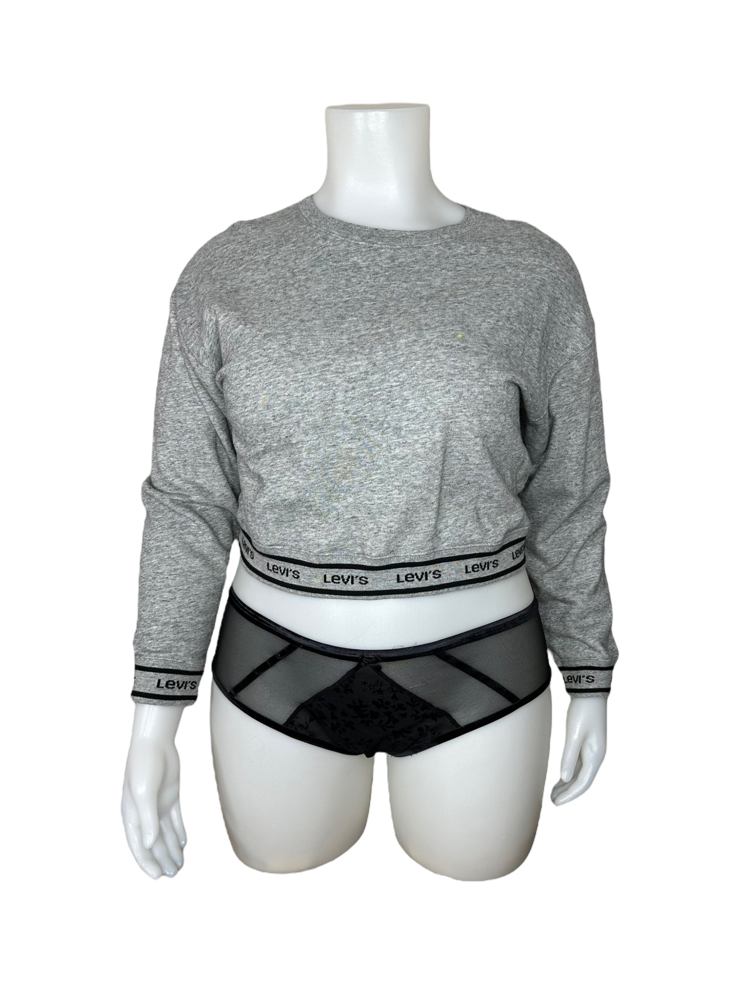 Grey Long-Sleeved Crop Top