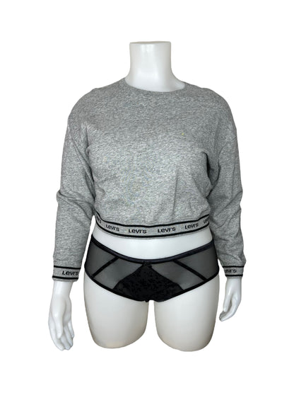 Grey Long-Sleeved Crop Top