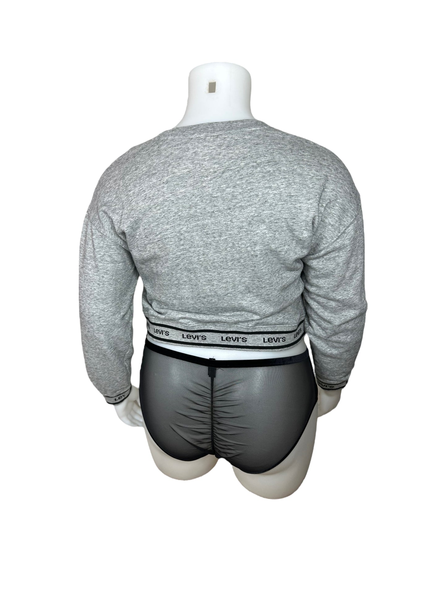 Grey Long-Sleeved Crop Top