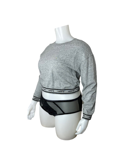 Grey Long-Sleeved Crop Top