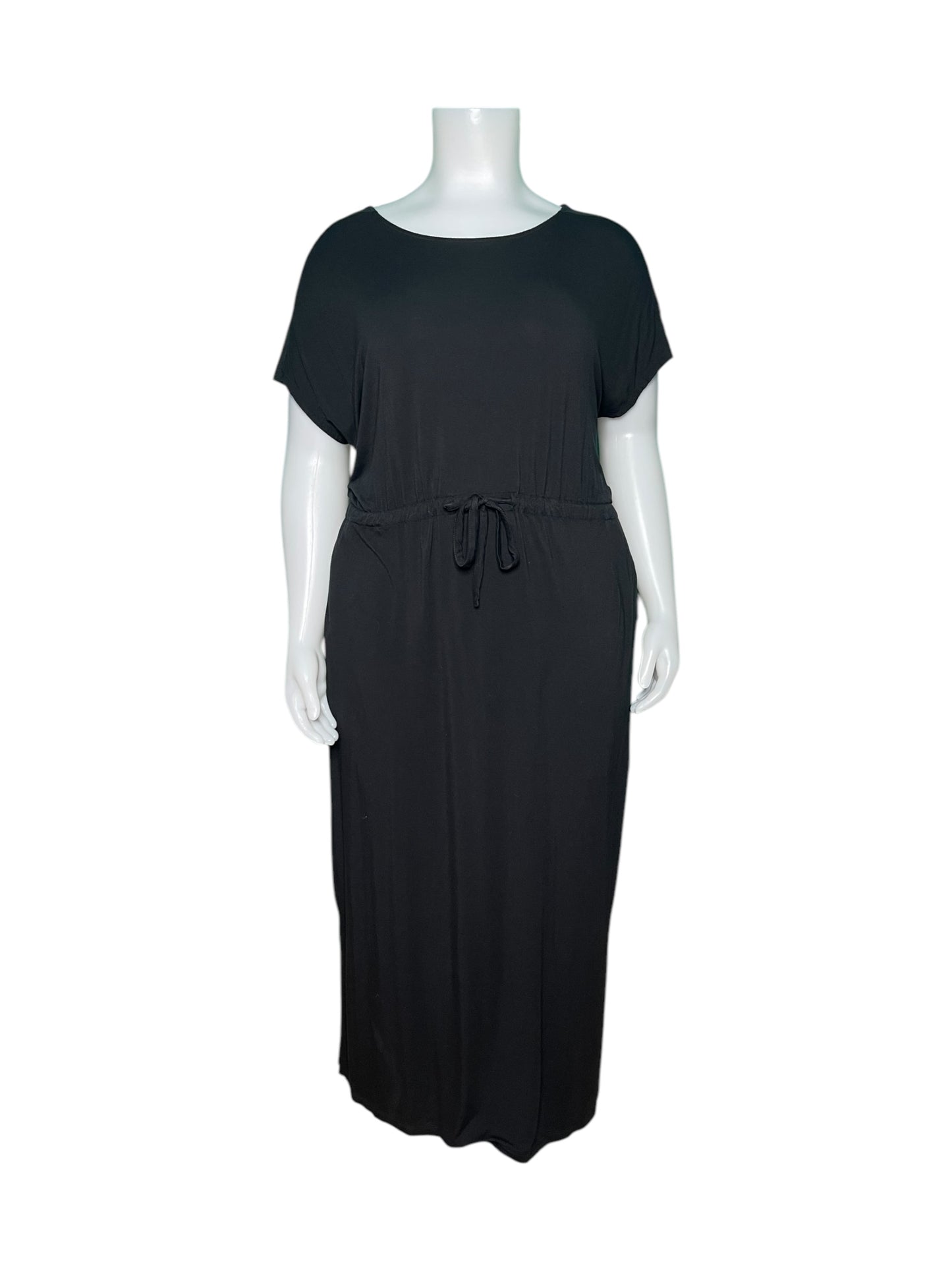 Black Short Sleeved Maxi Dress