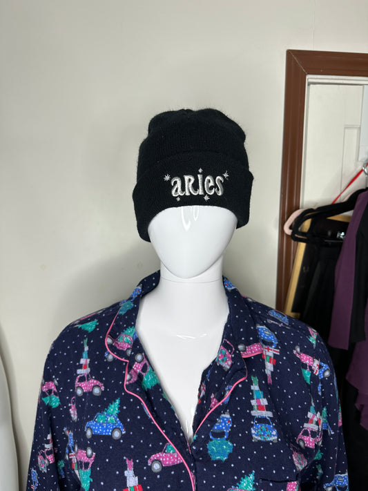 Black Beanie with “Aries” embroidery