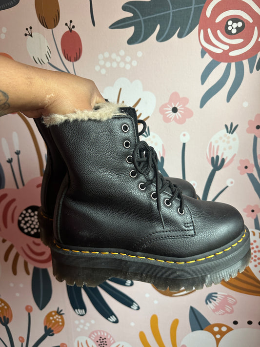 “Doc Martens”Black Jadon Fur lined Platform Boots (7)