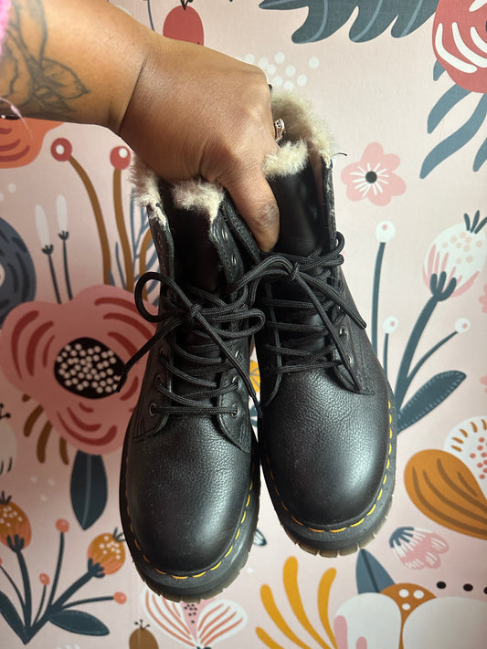 “Doc Martens”Black Jadon Fur lined Platform Boots (7)