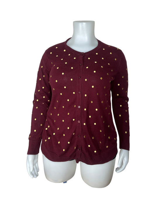 Burgundy Cardigan w/ Gold Embrodered Circle Details (2X)