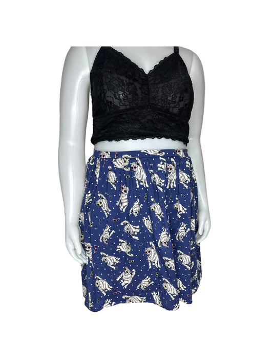Blue Cat Print Skirt (2XL)