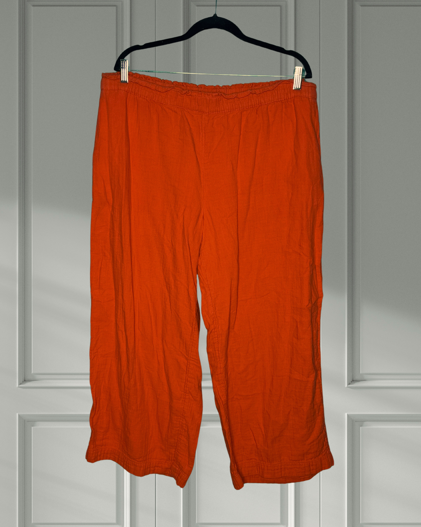 Red Paperbag Waist Lien Pants