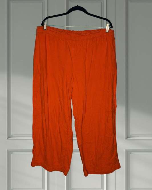 Red Paperbag Waist Lien Pants