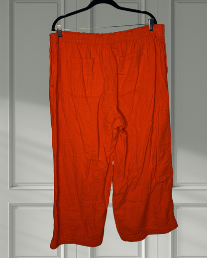 Red Paperbag Waist Lien Pants